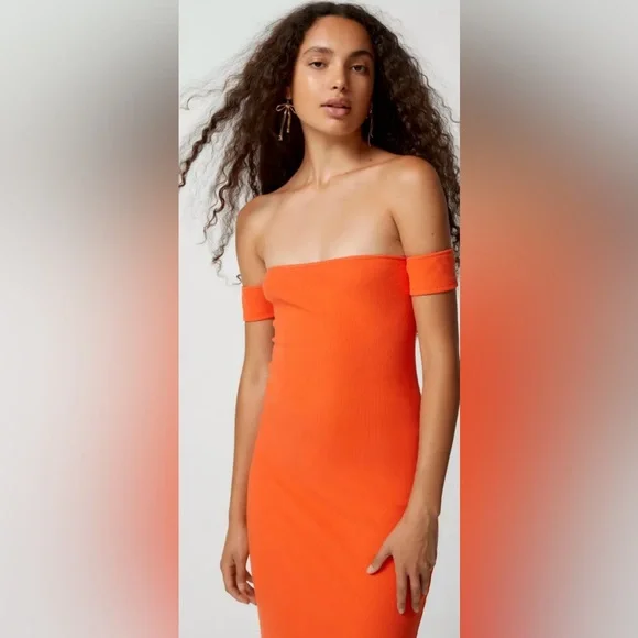 orange urban outfitters dress urban outfitters orange velvet dress, size xs, like